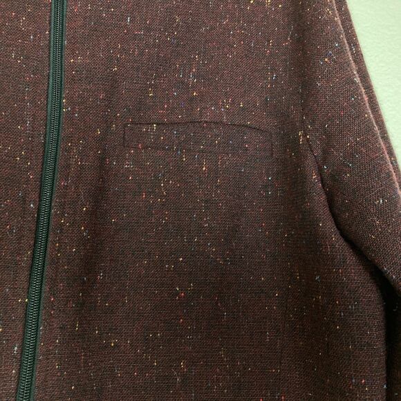 Boohoo Man Tweed Bomber Jacket Size S Burgundy Light Weight Full Zip Lined - Picture 4 of 5